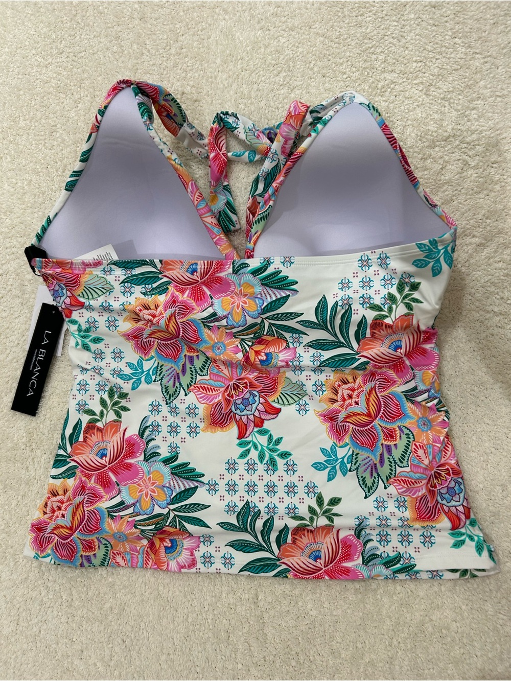 La Blanca Rivera Resort Floral Halter Tankini Swimsuit Set NWT Sz 16 Coastal - Picture 3 of 11